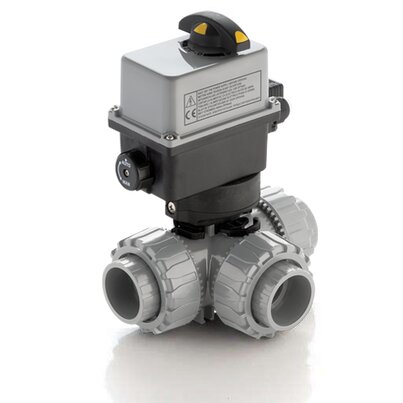 TKDNC/CE 24 V AC/DC - ZAWÓR KULOWY 3-DROŻNY DUAL BLOCK® Z SIŁOWNIKIEM ELEKTRYCZNYM