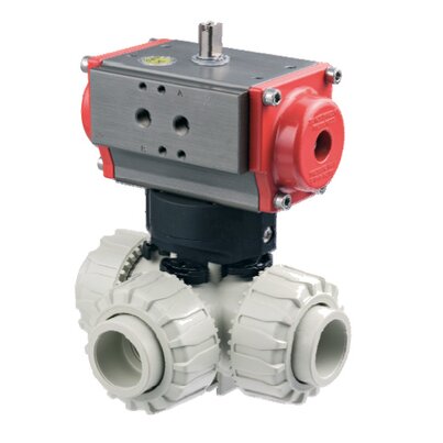 TKDIM/CP SA - ZAWÓR KULOWY 3-DROŻNY DUAL BLOCK® Z SIŁOWNIKIEM PNEUMATYCZNYM