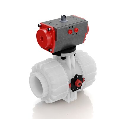 VKDOF/CP DA - ZAWÓR KULOWY 2-DROŻNY DUAL BLOCK® Z SIŁOWNIKIEM PNEUMATYCZNYM