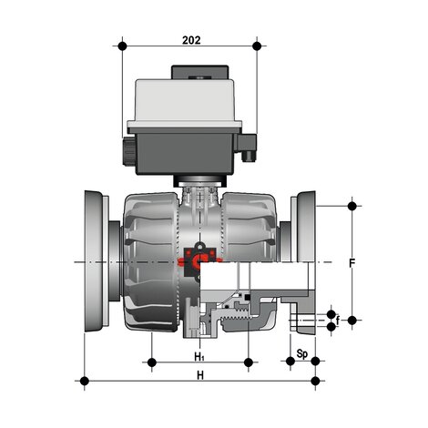 VKDOV/CE 24 V AC/DC - ZAWÓR KULOWY 2-DROŻNY DUAL BLOCK® Z SIŁOWNIKIEM ELEKTRYCZNYM