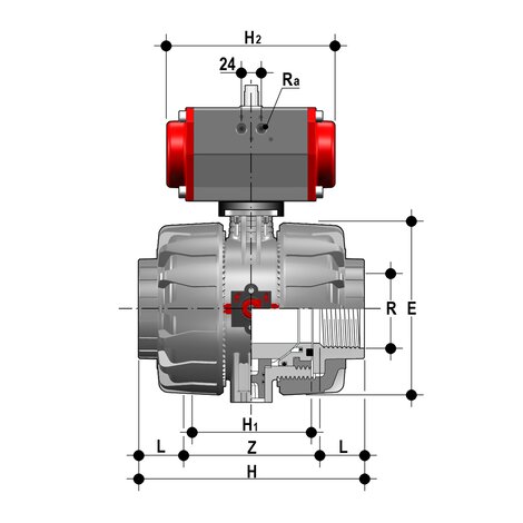 VKDNC/CP NO - ZAWÓR KULOWY 2-DROŻNY DUAL BLOCK® Z SIŁOWNIKIEM PNEUMATYCZNYM