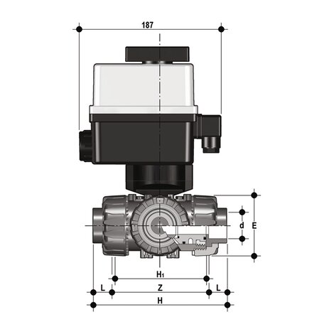 TKDAV/CE 24 V AC/DC - ZAWÓR KULOWY 3-DROŻNY DUAL BLOCK® Z SIŁOWNIKIEM ELEKTRYCZNYM