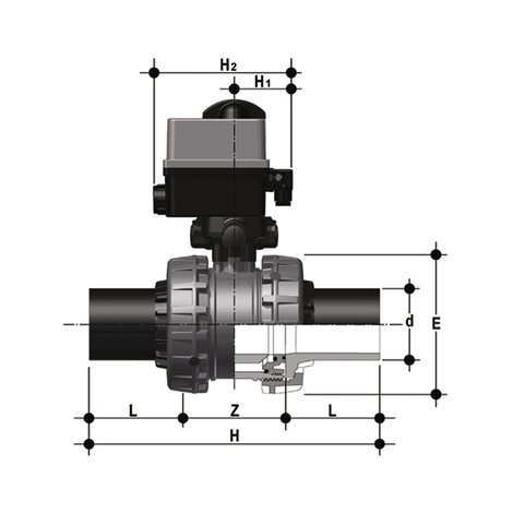 VXEBEV/CE 90-240 V AC - ZAWÓR KULOWY 2-DROŻNY EASYFIT Z SIŁOWNIKIEM ELEKTRYCZNYM