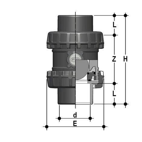 SXEJV - ZAWÓR ZWROTNY KULOWY TRUE UNION EASYFIT