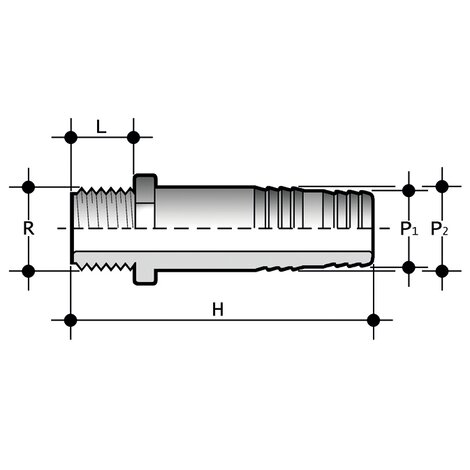 Disegno tecnico del raccordo filettato - portagomma AFV