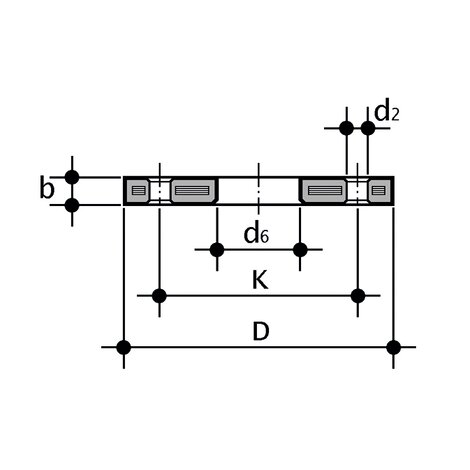 OAB, ODB serie ISO-DIN flange Disegno tecnico della flangia OAB, ODB serie ISO-DIN
