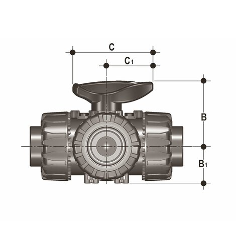 COMMON SIZES - ZAWÓR KULOWY 3-DROŻNY DUAL BLOCK®