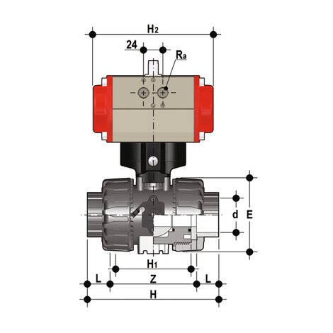 VKDJV/CP NC - ZAWÓR KULOWY 2-DROŻNY DUAL BLOCK® Z SIŁOWNIKIEM PNEUMATYCZNYM