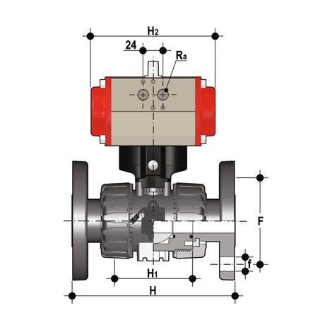 VKDOM/CP DA - ZAWÓR KULOWY 2-DROŻNY DUAL BLOCK® Z SIŁOWNIKIEM PNEUMATYCZNYM