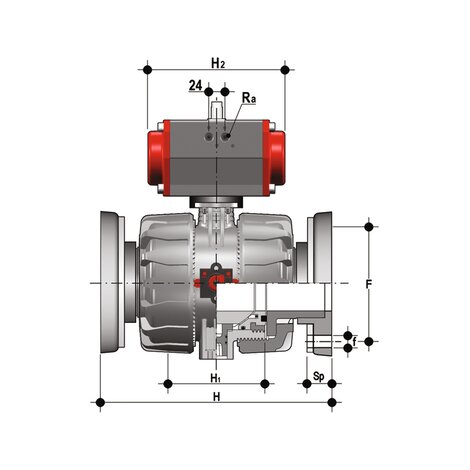 VKDOAV/CP NO - ZAWÓR KULOWY 2-DROŻNY DUAL BLOCK® Z SIŁOWNIKIEM PNEUMATYCZNYM