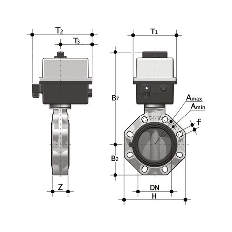 FKOV/CE 90-240V AC DN 40-100 - PRZEPUSTNICA Z SIŁOWNIKIEM ELEKTRYCZNYM