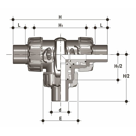 Disegno tecnico TKDDM DN 15:50 in PP-H