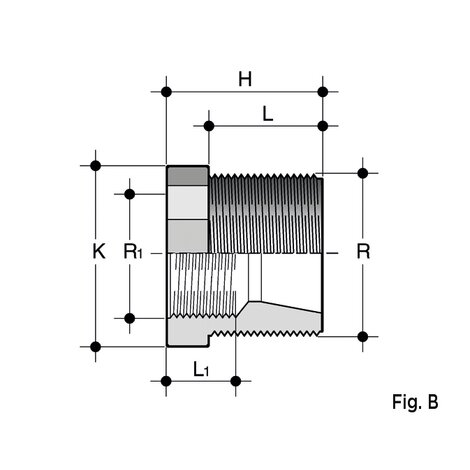 Disegno tecnico della riduzione RFV (Fig. B)