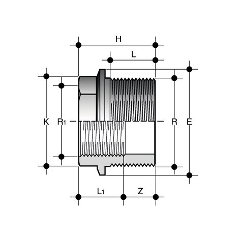 Disegno tecnico della bussola di riduzione DFV