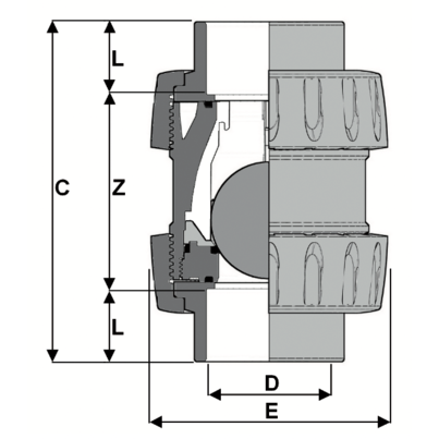 LKDAV - ZAWÓR KULOWY 3-DROŻNY DUAL BLOCK®
