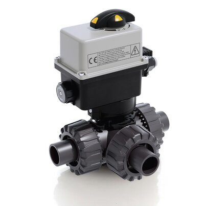 LKDDV/CE 90-240 V AC - ZAWÓR KULOWY 3-DROŻNY DUAL BLOCK® Z SIŁOWNIKIEM ELEKTRYCZNYM