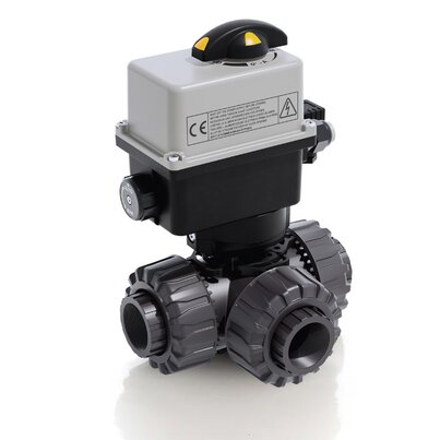 LKDFV/CE 24 V AC/DC - ZAWÓR KULOWY 3-DROŻNY DUAL BLOCK® Z SIŁOWNIKIEM ELEKTRYCZNYM