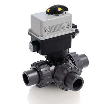 LKDJV/CE 90-240 V AC - ZAWÓR KULOWY 3-DROŻNY DUAL BLOCK® Z SIŁOWNIKIEM ELEKTRYCZNYM