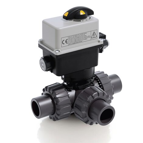 LKDJV/CE 90-240 V AC - ZAWÓR KULOWY 3-DROŻNY DUAL BLOCK® Z SIŁOWNIKIEM ELEKTRYCZNYM