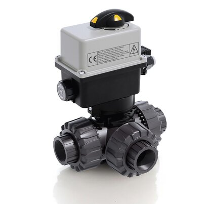 LKDGV/CE 90-240 V AC - ZAWÓR KULOWY 3-DROŻNY DUAL BLOCK® Z SIŁOWNIKIEM ELEKTRYCZNYM