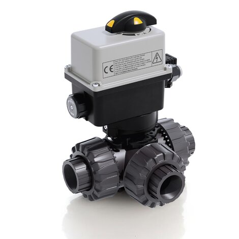 LKDGV/CE 90-240 V AC - ZAWÓR KULOWY 3-DROŻNY DUAL BLOCK® Z SIŁOWNIKIEM ELEKTRYCZNYM