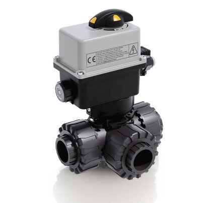 LKDIV/CE 24 V AC/DC - ZAWÓR KULOWY 3-DROŻNY DUAL BLOCK® Z SIŁOWNIKIEM ELEKTRYCZNYM