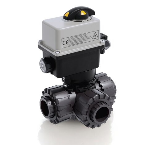 LKDIV/CE 24 V AC/DC - ZAWÓR KULOWY 3-DROŻNY DUAL BLOCK® Z SIŁOWNIKIEM ELEKTRYCZNYM