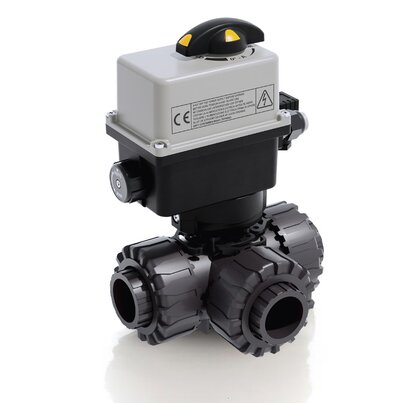 LKDIV/CE 90-240 V AC - ZAWÓR KULOWY 3-DROŻNY DUAL BLOCK® Z SIŁOWNIKIEM ELEKTRYCZNYM