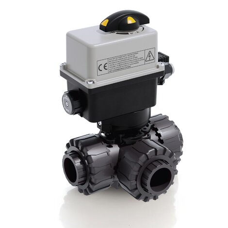LKDIV/CE 90-240 V AC - ZAWÓR KULOWY 3-DROŻNY DUAL BLOCK® Z SIŁOWNIKIEM ELEKTRYCZNYM