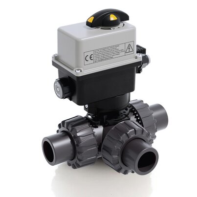 TKDJV/CE 24 V AC/DC - ZAWÓR KULOWY 3-DROŻNY DUAL BLOCK® Z SIŁOWNIKIEM ELEKTRYCZNYM