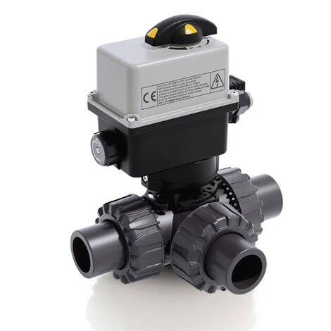 TKDJV/CE 90-240 V AC - ZAWÓR KULOWY 3-DROŻNY DUAL BLOCK® Z SIŁOWNIKIEM ELEKTRYCZNYM