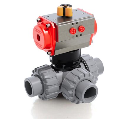 LKDAC/CP SA - ZAWÓR KULOWY 3-DROŻNY DUAL BLOCK® Z SIŁOWNIKIEM PNEUMATYCZNYM