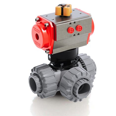 TKDIC/CP SA - ZAWÓR KULOWY 3-DROŻNY DUAL BLOCK® Z SIŁOWNIKIEM PNEUMATYCZNYM