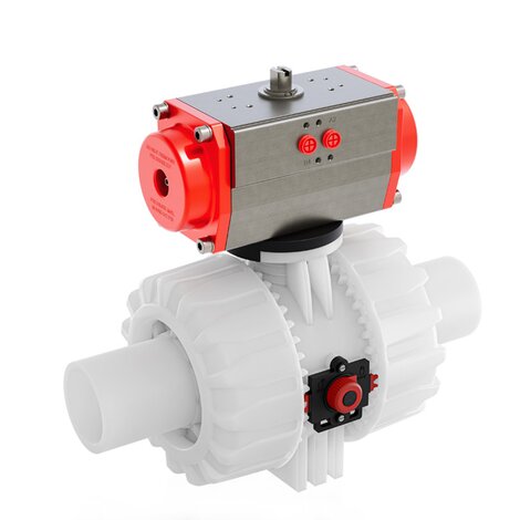 VKDBF/CP DA - ZAWÓR KULOWY 2-DROŻNY DUAL BLOCK® Z SIŁOWNIKIEM PNEUMATYCZNYM
