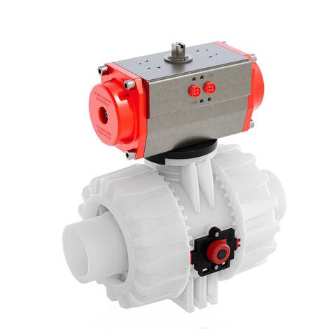 VKDDF/CP NC - ZAWÓR KULOWY 2-DROŻNY DUAL BLOCK® Z SIŁOWNIKIEM PNEUMATYCZNYM