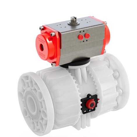 VKDOF/CP NC - ZAWÓR KULOWY 2-DROŻNY DUAL BLOCK® Z SIŁOWNIKIEM PNEUMATYCZNYM