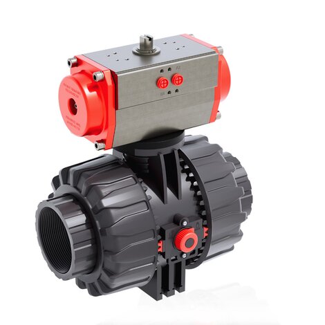 VKDGV/CP NC - ZAWÓR KULOWY 2-DROŻNY DUAL BLOCK® Z SIŁOWNIKIEM PNEUMATYCZNYM