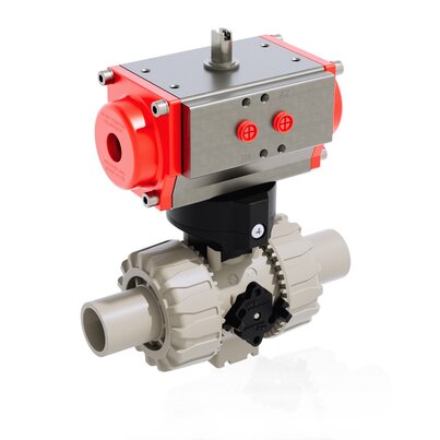 VKDBM/CP DA - ZAWÓR KULOWY 2-DROŻNY DUAL BLOCK® Z SIŁOWNIKIEM PNEUMATYCZNYM