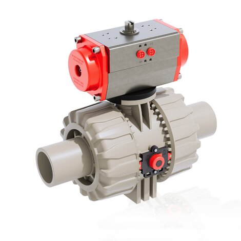 VKDBM/CP DA - ZAWÓR KULOWY 2-DROŻNY DUAL BLOCK® Z SIŁOWNIKIEM PNEUMATYCZNYM