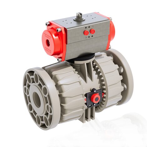 VKDOM/CP DA - ZAWÓR KULOWY 2-DROŻNY DUAL BLOCK® Z SIŁOWNIKIEM PNEUMATYCZNYM