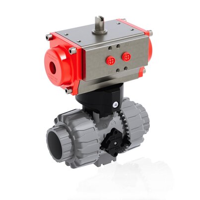 VKDIC/CP DA - ZAWÓR KULOWY 2-DROŻNY DUAL BLOCK® Z SIŁOWNIKIEM PNEUMATYCZNYM