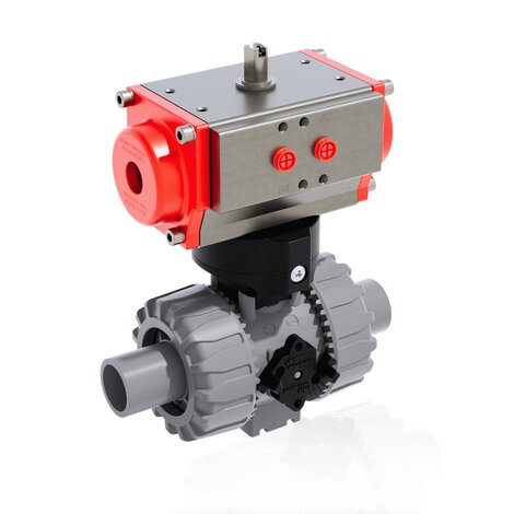 VKDDC/CP DA - ZAWÓR KULOWY 2-DROŻNY DUAL BLOCK® Z SIŁOWNIKIEM PNEUMATYCZNYM