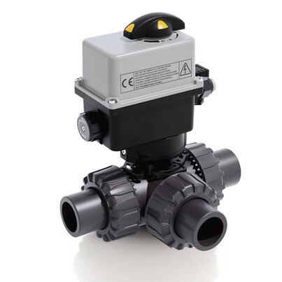 TKDJV/CE 90-240 V AC - ZAWÓR KULOWY 3-DROŻNY DUAL BLOCK® Z SIŁOWNIKIEM ELEKTRYCZNYM