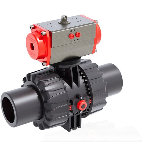 VKDJV/CP NC - ZAWÓR KULOWY 2-DROŻNY DUAL BLOCK® Z SIŁOWNIKIEM PNEUMATYCZNYM