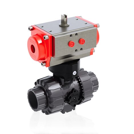 VKDFV/CP DA - ZAWÓR KULOWY 2-DROŻNY DUAL BLOCK® Z SIŁOWNIKIEM PNEUMATYCZNYM