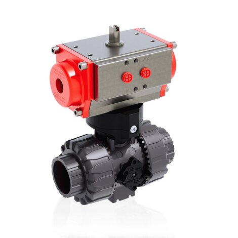 VKDIV/CP DA - ZAWÓR KULOWY 2-DROŻNY DUAL BLOCK® Z SIŁOWNIKIEM PNEUMATYCZNYM