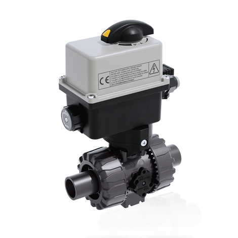 VKDDV/CE 24 V AC/DC - ZAWÓR KULOWY 2-DROŻNY DUAL BLOCK® Z SIŁOWNIKIEM ELEKTRYCZNYM