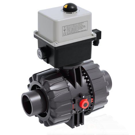 VKDDV/CE 24 V AC/DC - ZAWÓR KULOWY 2-DROŻNY DUAL BLOCK® Z SIŁOWNIKIEM ELEKTRYCZNYM