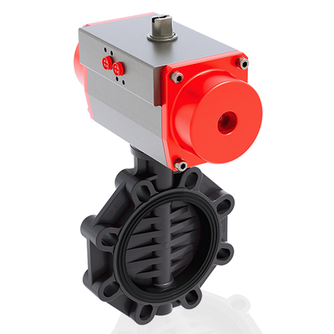 FEOV/CP DA DN 200 - PRZEPUSTNICA MIĘDZYKOŁNIERZOWA Z SIŁOWNIKIEM PNEUMATYCZNYM