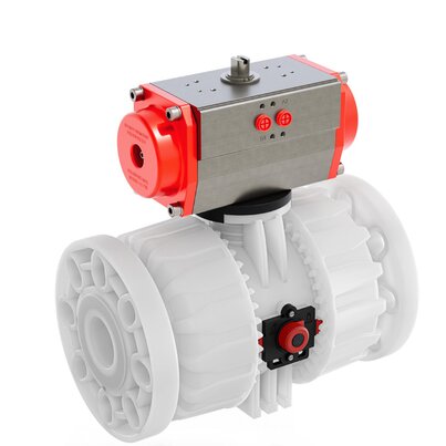 VKDOF/CP DA - ZAWÓR KULOWY 2-DROŻNY DUAL BLOCK® Z SIŁOWNIKIEM PNEUMATYCZNYM
